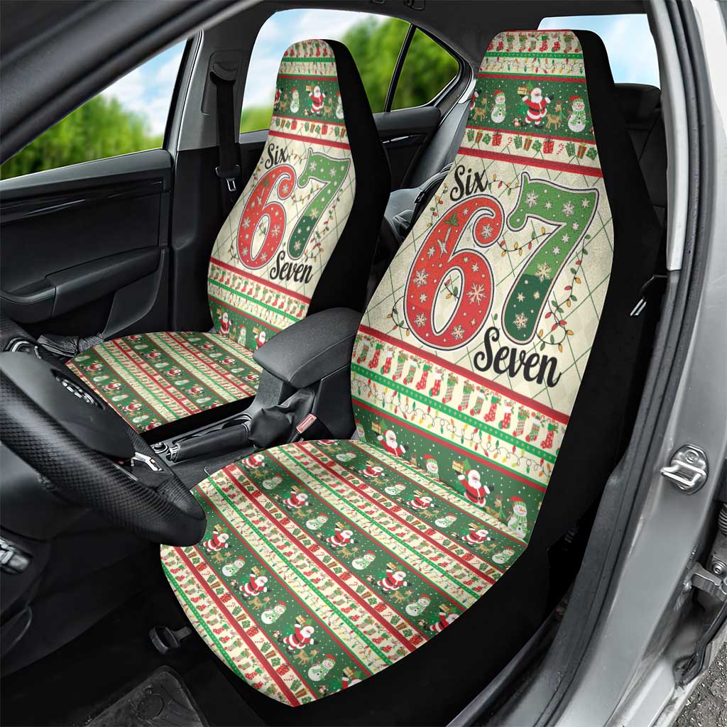 Funny Six Seven 67 Christmas Car Seat Cover Christmas Santa Patterns - Wonder Print Shop