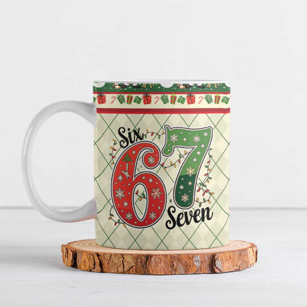 Funny Six Seven 67 Christmas Ceramic Mug Christmas Santa Patterns - Wonder Print Shop