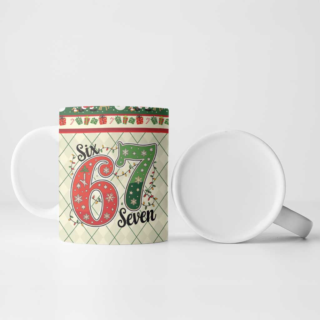 Funny Six Seven 67 Christmas Ceramic Mug Christmas Santa Patterns - Wonder Print Shop