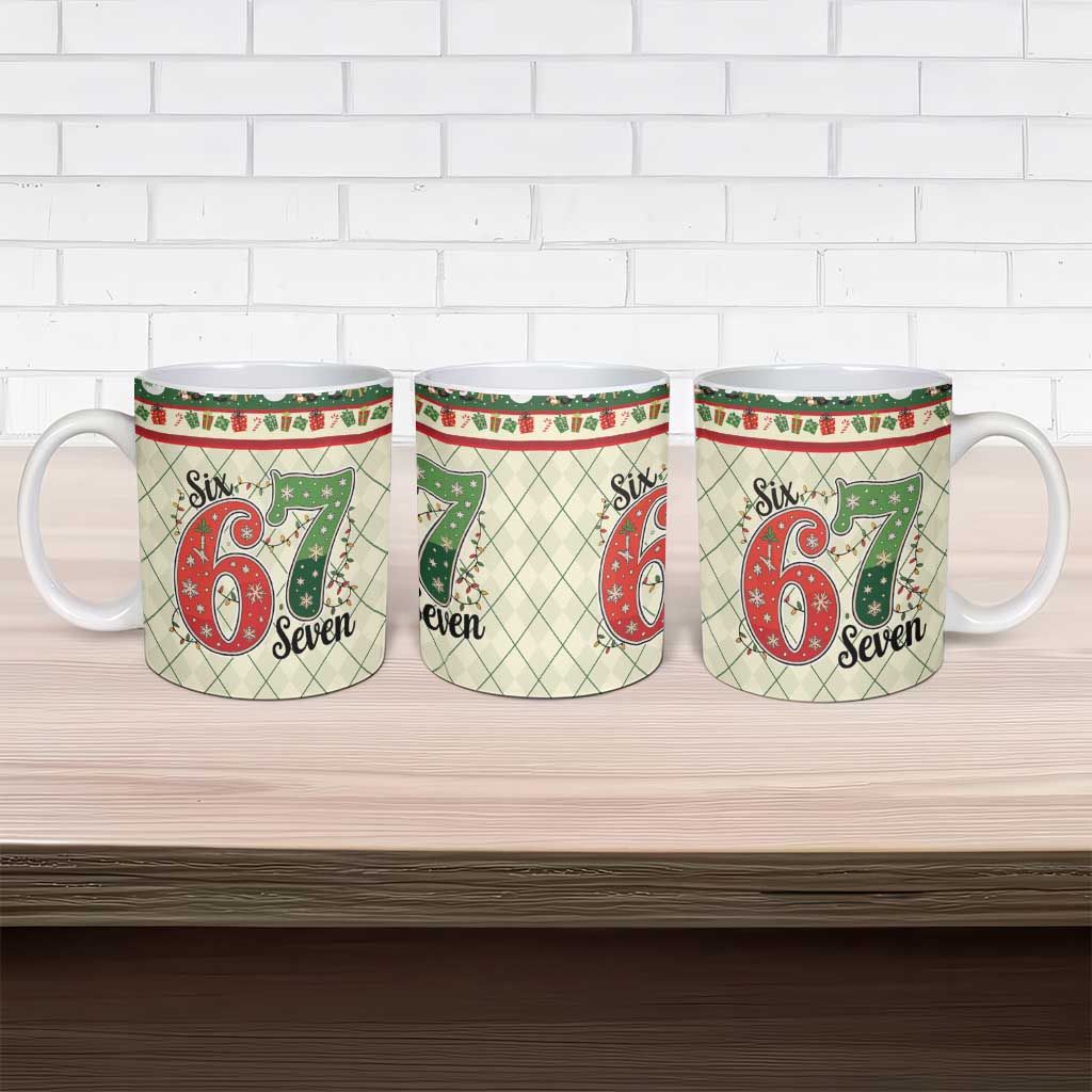 Funny Six Seven 67 Christmas Ceramic Mug Christmas Santa Patterns - Wonder Print Shop