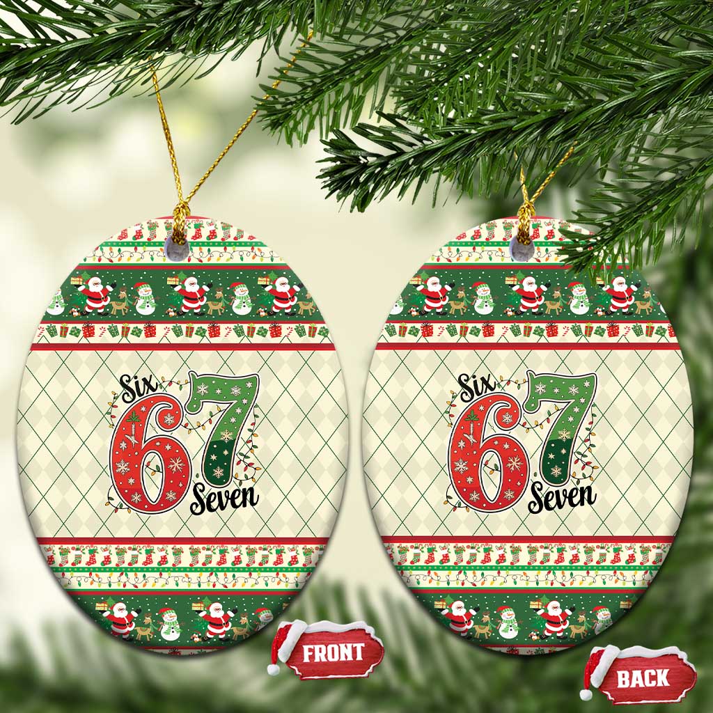 Funny Six Seven 67 Christmas Ceramic Ornament Christmas Santa Patterns - Wonder Print Shop