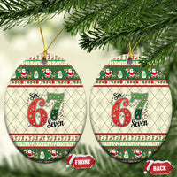 Funny Six Seven 67 Christmas Ceramic Ornament Christmas Santa Patterns - Wonder Print Shop