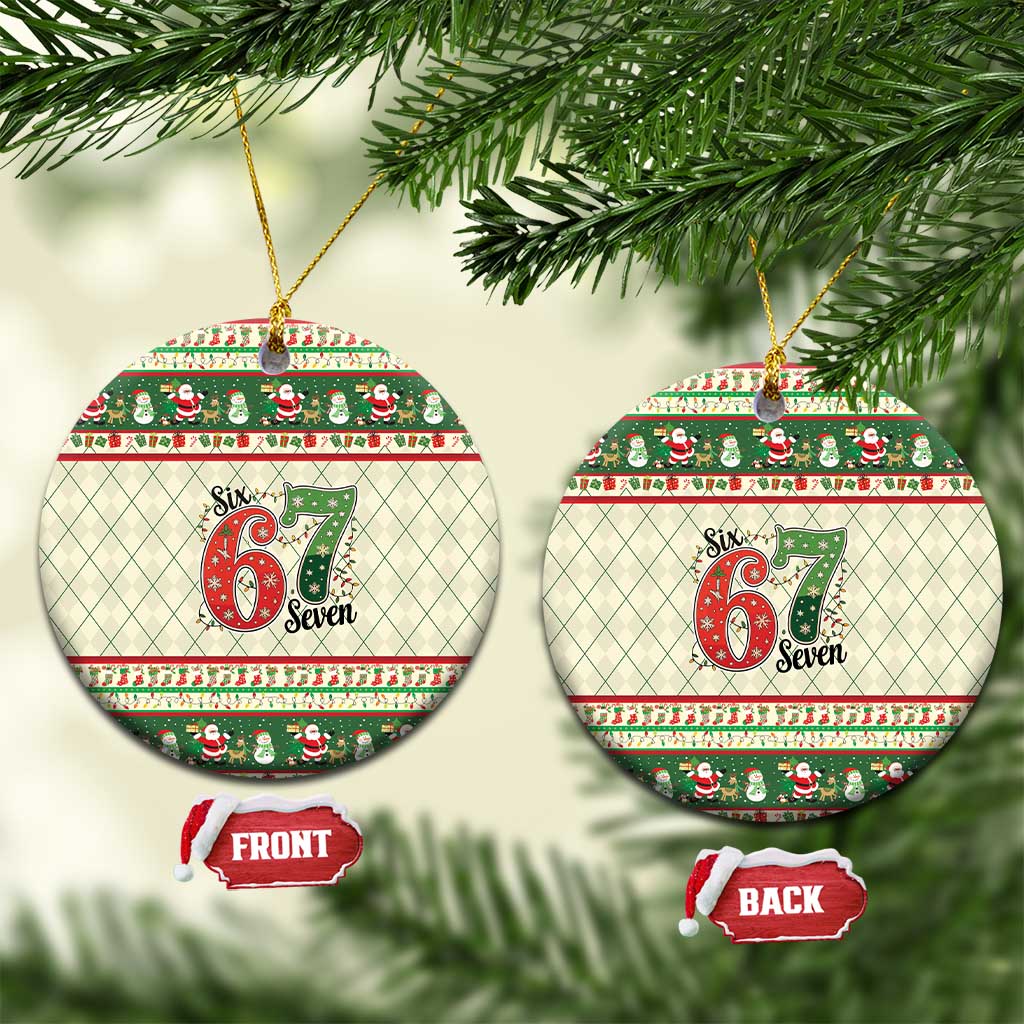 Funny Six Seven 67 Christmas Ceramic Ornament Christmas Santa Patterns - Wonder Print Shop