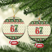 Funny Six Seven 67 Christmas Ceramic Ornament Christmas Santa Patterns - Wonder Print Shop