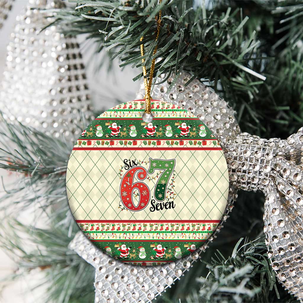 Funny Six Seven 67 Christmas Ceramic Ornament Christmas Santa Patterns - Wonder Print Shop