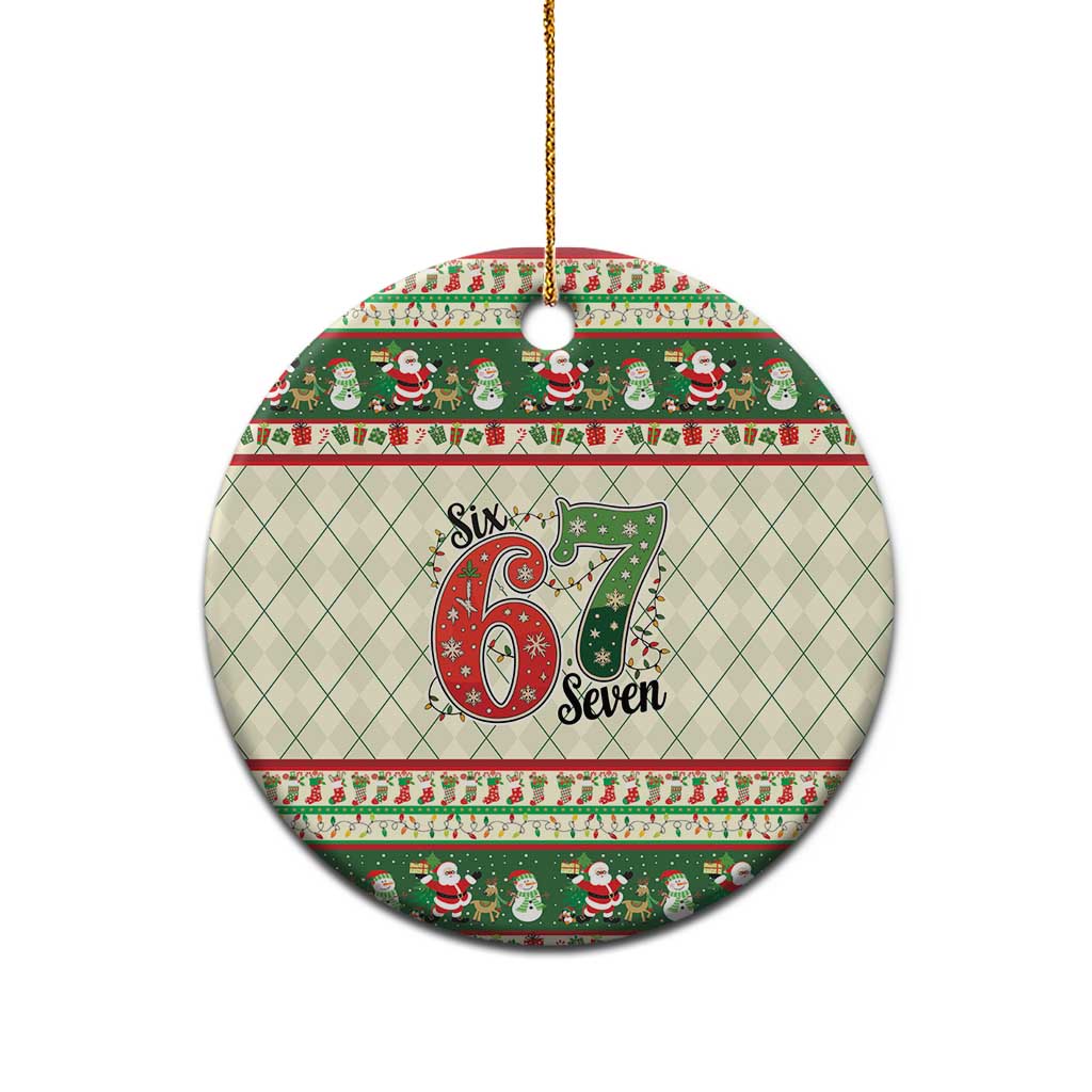 Funny Six Seven 67 Christmas Ceramic Ornament Christmas Santa Patterns - Wonder Print Shop