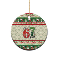 Funny Six Seven 67 Christmas Ceramic Ornament Christmas Santa Patterns - Wonder Print Shop