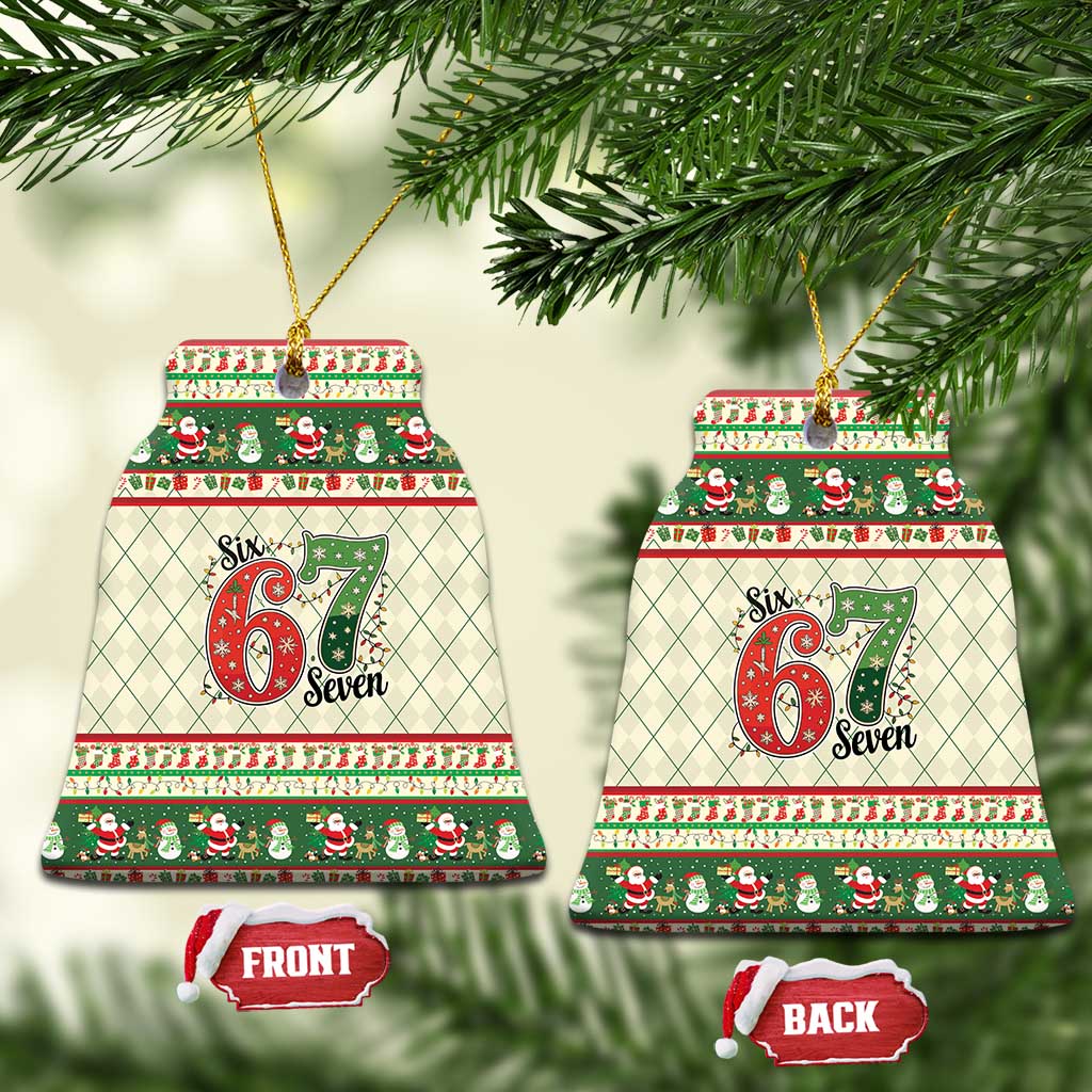 Funny Six Seven 67 Christmas Ceramic Ornament Christmas Santa Patterns - Wonder Print Shop