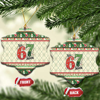 Funny Six Seven 67 Christmas Ceramic Ornament Christmas Santa Patterns - Wonder Print Shop