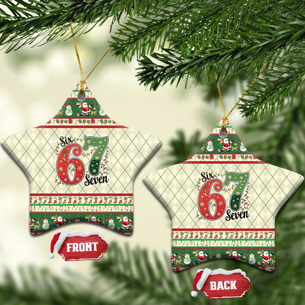 Funny Six Seven 67 Christmas Ceramic Ornament Christmas Santa Patterns - Wonder Print Shop