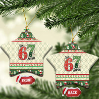 Funny Six Seven 67 Christmas Ceramic Ornament Christmas Santa Patterns - Wonder Print Shop