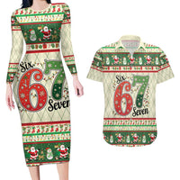 Funny Six Seven 67 Christmas Couples Matching Long Sleeve Bodycon Dress and Hawaiian Shirt Christmas Santa Patterns - Wonder Print Shop