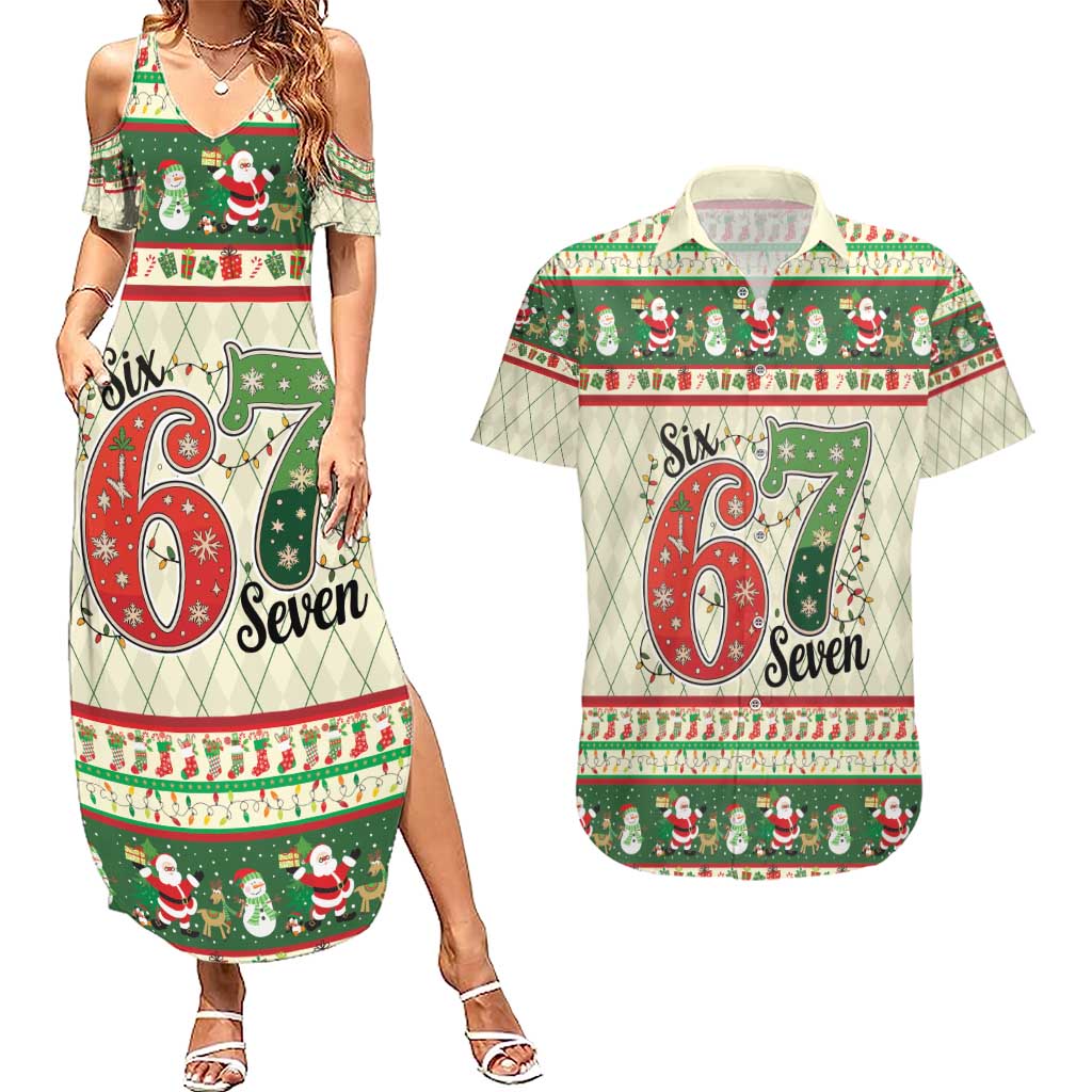 Funny Six Seven 67 Christmas Couples Matching Summer Maxi Dress and Hawaiian Shirt Christmas Santa Patterns - Wonder Print Shop