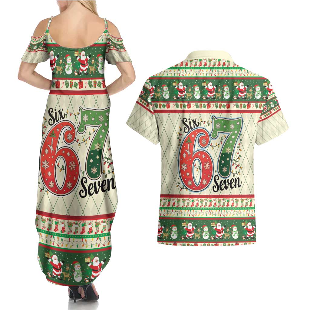 Funny Six Seven 67 Christmas Couples Matching Summer Maxi Dress and Hawaiian Shirt Christmas Santa Patterns - Wonder Print Shop