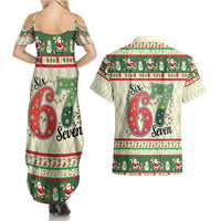 Funny Six Seven 67 Christmas Couples Matching Summer Maxi Dress and Hawaiian Shirt Christmas Santa Patterns - Wonder Print Shop