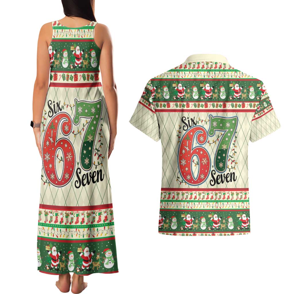 Funny Six Seven 67 Christmas Couples Matching Tank Maxi Dress and Hawaiian Shirt Christmas Santa Patterns - Wonder Print Shop
