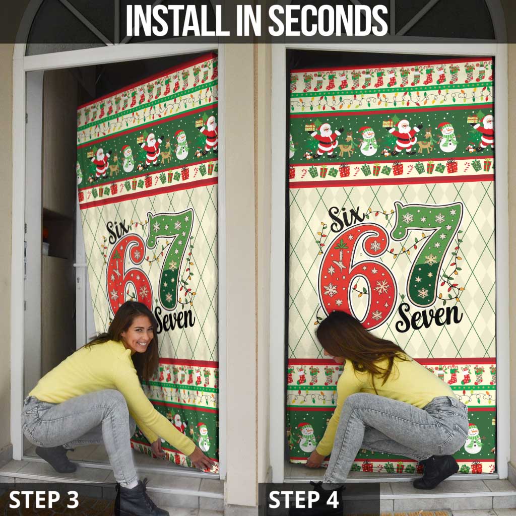 Funny Six Seven 67 Christmas Door Cover Christmas Santa Patterns - Wonder Print Shop
