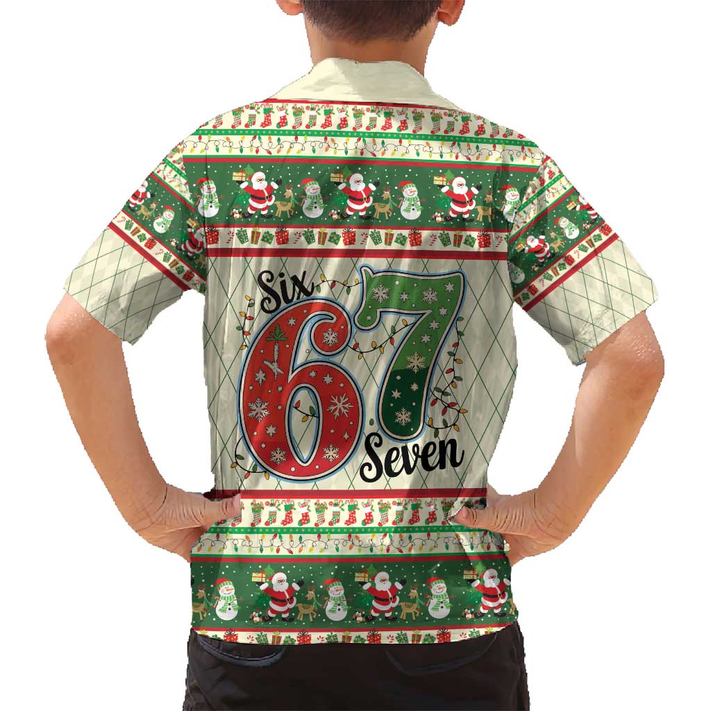 Funny Six Seven 67 Christmas Family Matching Long Sleeve Bodycon Dress and Hawaiian Shirt Christmas Santa Patterns - Wonder Print Shop