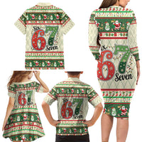 Funny Six Seven 67 Christmas Family Matching Long Sleeve Bodycon Dress and Hawaiian Shirt Christmas Santa Patterns - Wonder Print Shop