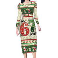 Funny Six Seven 67 Christmas Family Matching Long Sleeve Bodycon Dress and Hawaiian Shirt Christmas Santa Patterns - Wonder Print Shop