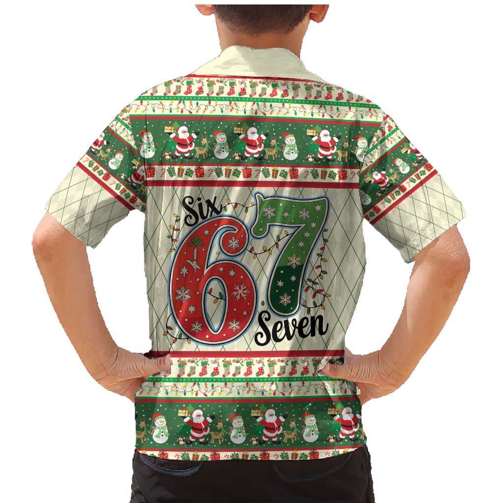 Funny Six Seven 67 Christmas Family Matching Mermaid Dress and Hawaiian Shirt Christmas Santa Patterns - Wonder Print Shop