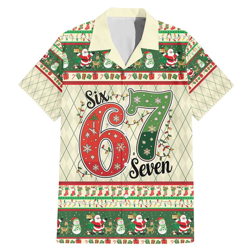 Funny Six Seven 67 Christmas Family Matching Mermaid Dress and Hawaiian Shirt Christmas Santa Patterns - Wonder Print Shop