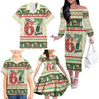 Funny Six Seven 67 Christmas Family Matching Off The Shoulder Long Sleeve Dress and Hawaiian Shirt Christmas Santa Patterns - Wonder Print Shop