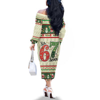 Funny Six Seven 67 Christmas Family Matching Off The Shoulder Long Sleeve Dress and Hawaiian Shirt Christmas Santa Patterns - Wonder Print Shop