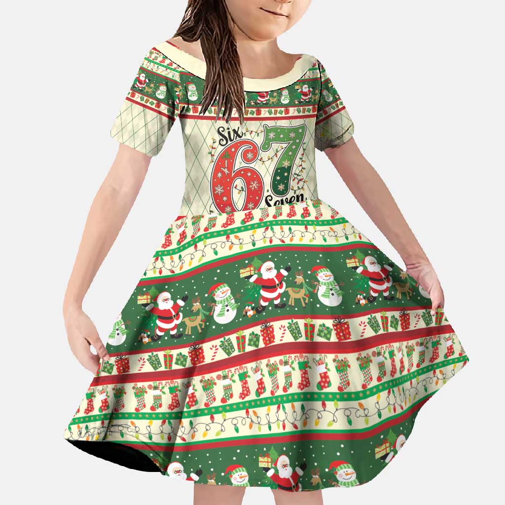 Funny Six Seven 67 Christmas Family Matching Off Shoulder Maxi Dress and Hawaiian Shirt Christmas Santa Patterns - Wonder Print Shop