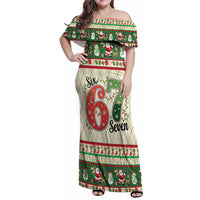 Funny Six Seven 67 Christmas Family Matching Off Shoulder Maxi Dress and Hawaiian Shirt Christmas Santa Patterns - Wonder Print Shop