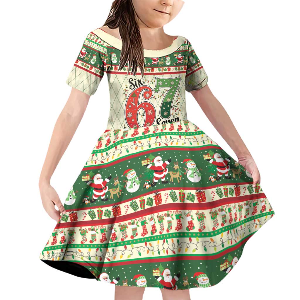 Funny Six Seven 67 Christmas Family Matching Off Shoulder Short Dress and Hawaiian Shirt Christmas Santa Patterns - Wonder Print Shop