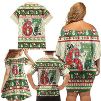 Funny Six Seven 67 Christmas Family Matching Off Shoulder Short Dress and Hawaiian Shirt Christmas Santa Patterns - Wonder Print Shop