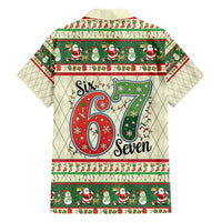 Funny Six Seven 67 Christmas Family Matching Off Shoulder Short Dress and Hawaiian Shirt Christmas Santa Patterns - Wonder Print Shop