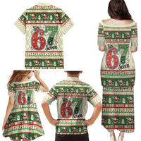 Funny Six Seven 67 Christmas Family Matching Puletasi and Hawaiian Shirt Christmas Santa Patterns - Wonder Print Shop