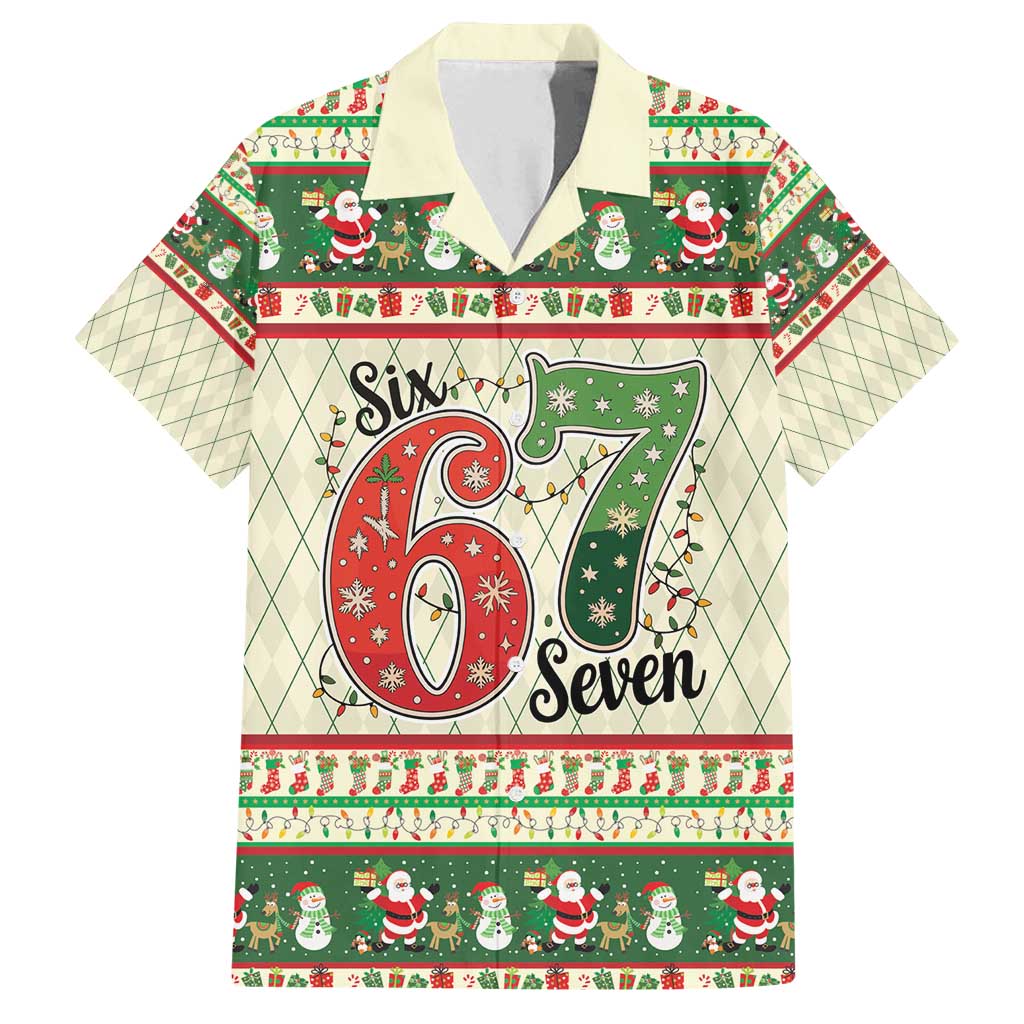 Funny Six Seven 67 Christmas Family Matching Puletasi and Hawaiian Shirt Christmas Santa Patterns - Wonder Print Shop