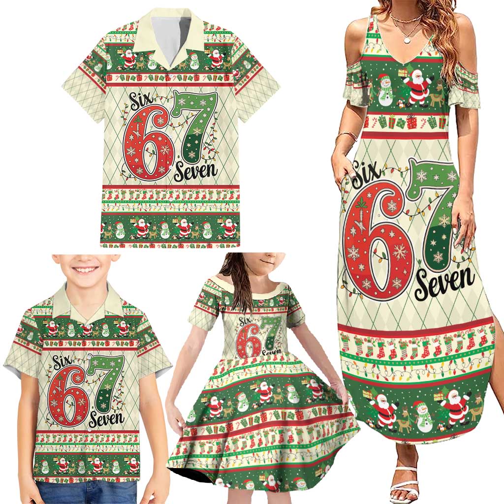 Funny Six Seven 67 Christmas Family Matching Summer Maxi Dress and Hawaiian Shirt Christmas Santa Patterns - Wonder Print Shop