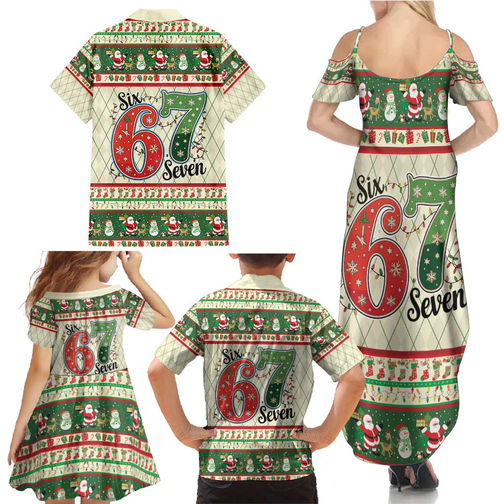 Funny Six Seven 67 Christmas Family Matching Summer Maxi Dress and Hawaiian Shirt Christmas Santa Patterns - Wonder Print Shop