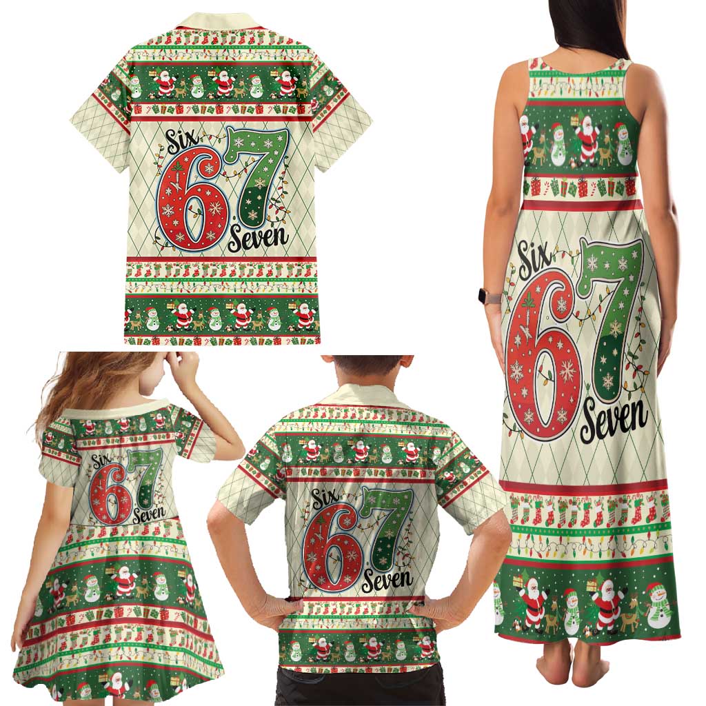 Funny Six Seven 67 Christmas Family Matching Tank Maxi Dress and Hawaiian Shirt Christmas Santa Patterns - Wonder Print Shop