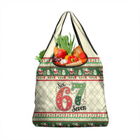 Funny Six Seven 67 Christmas Grocery Bag Christmas Santa Patterns - Wonder Print Shop