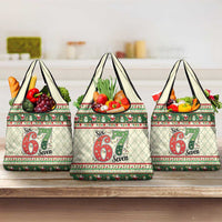 Funny Six Seven 67 Christmas Grocery Bag Christmas Santa Patterns - Wonder Print Shop