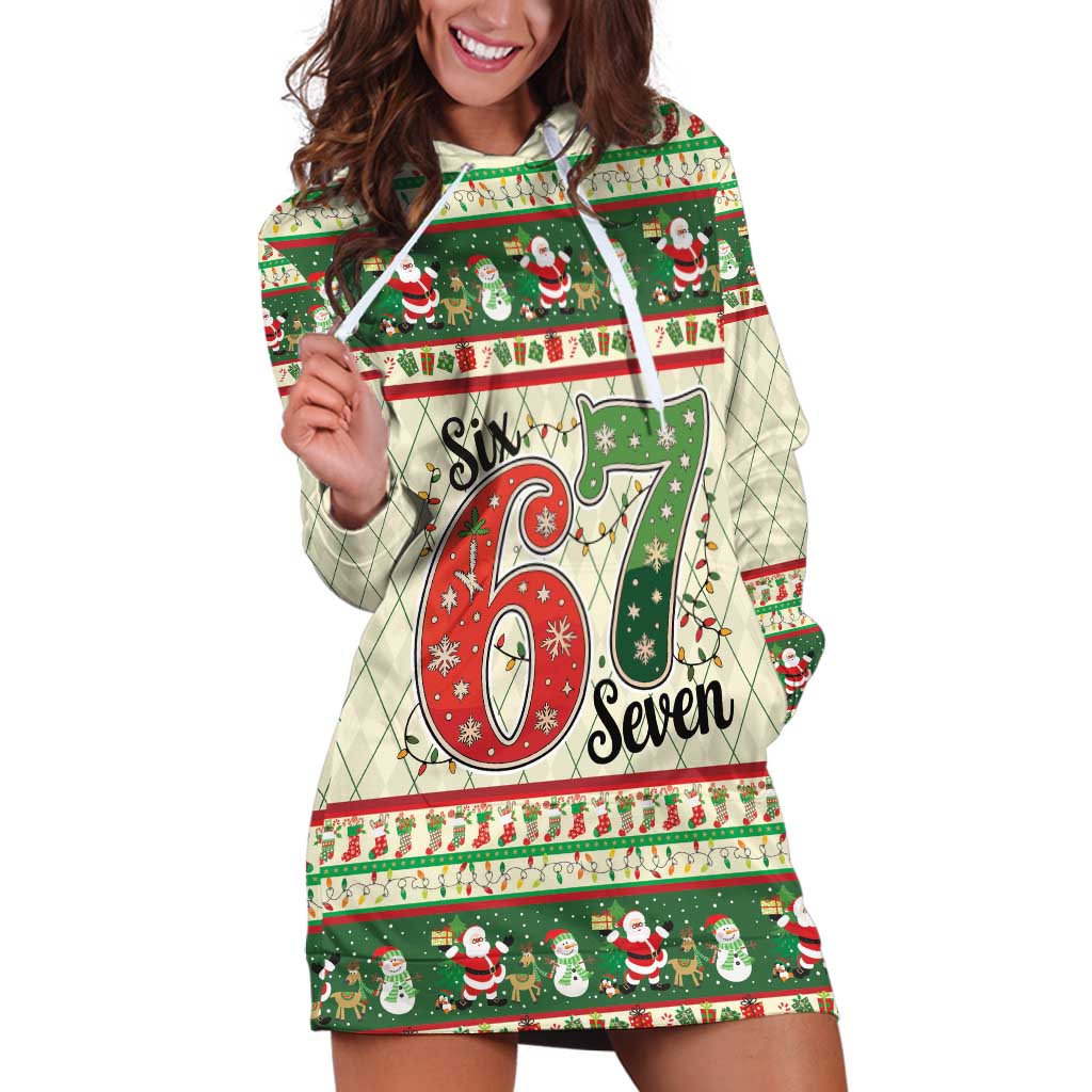 Funny Six Seven 67 Christmas Hoodie Dress Christmas Santa Patterns - Wonder Print Shop
