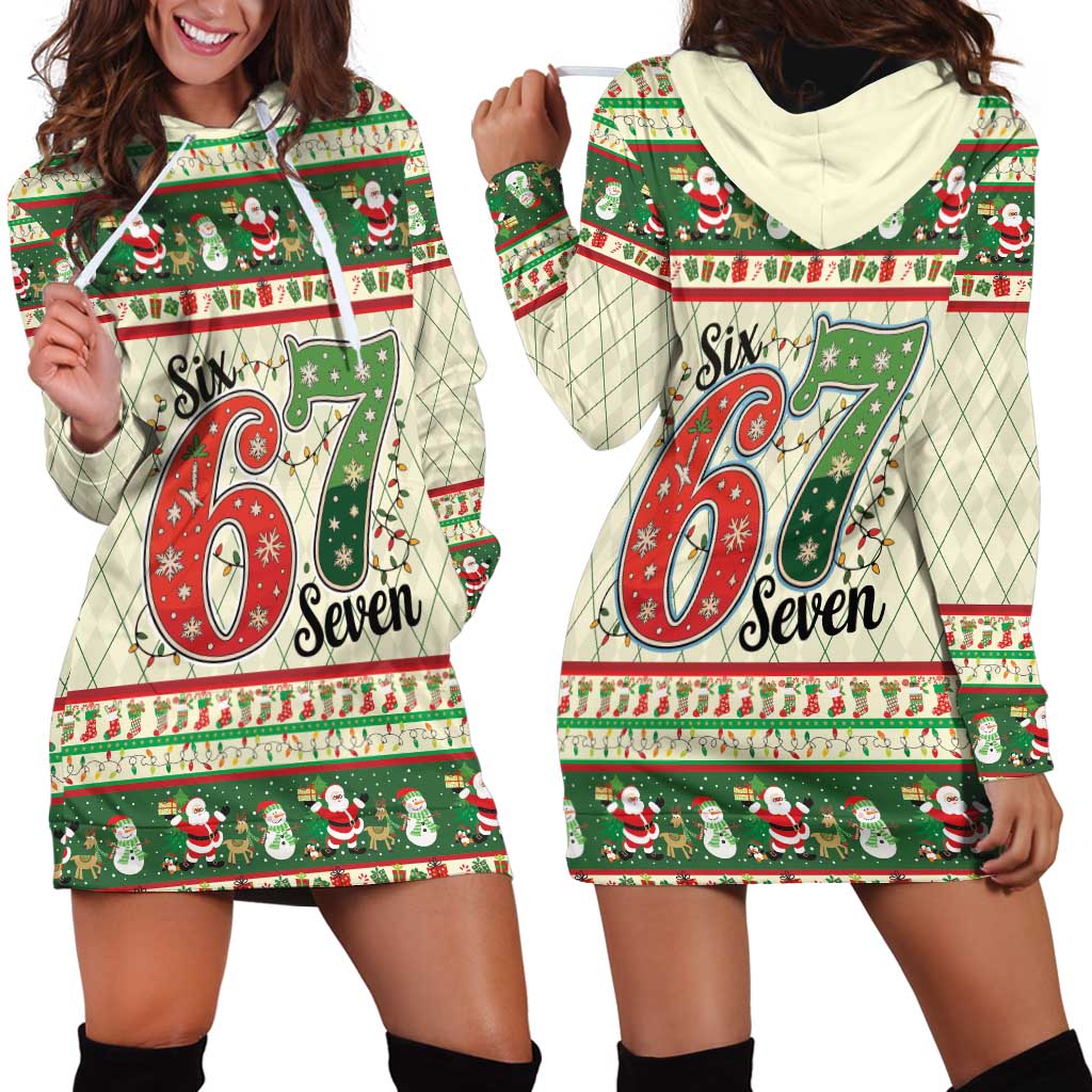 Funny Six Seven 67 Christmas Hoodie Dress Christmas Santa Patterns - Wonder Print Shop