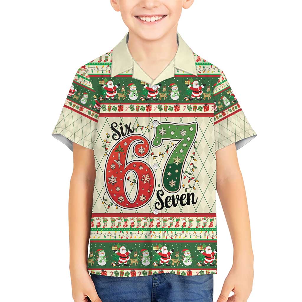 Funny Six Seven 67 Christmas Kid Hawaiian Shirt Christmas Santa Patterns - Wonder Print Shop