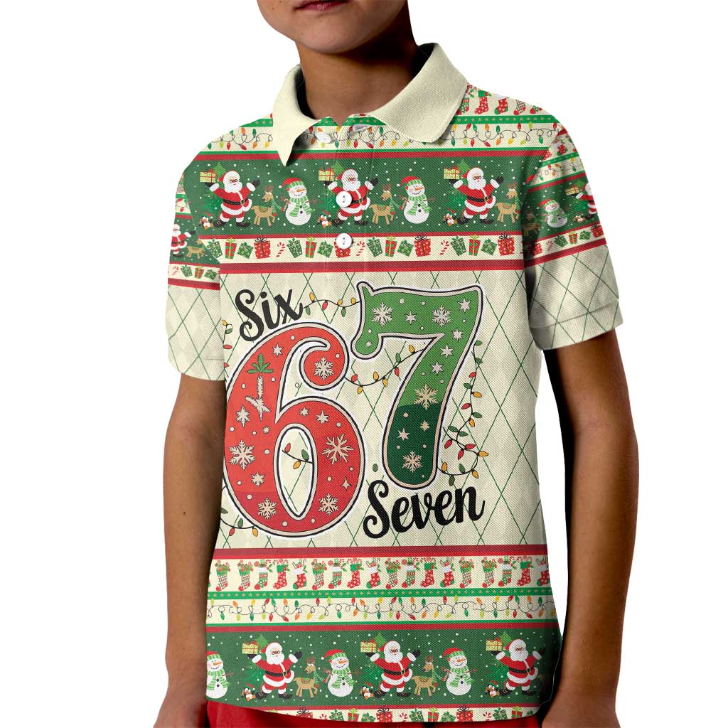 Funny Six Seven 67 Christmas Kid Polo Shirt Christmas Santa Patterns - Wonder Print Shop