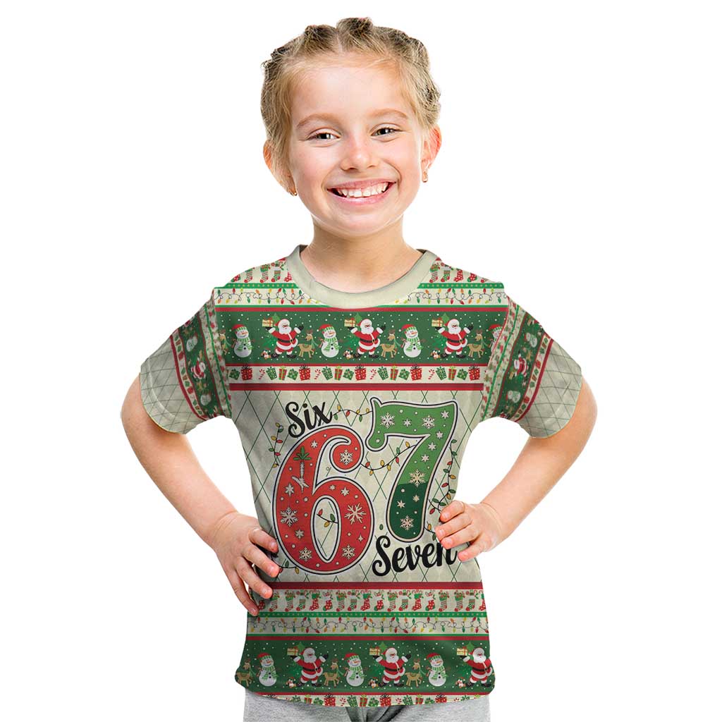 Funny Six Seven 67 Christmas Kid T Shirt Christmas Santa Patterns - Wonder Print Shop