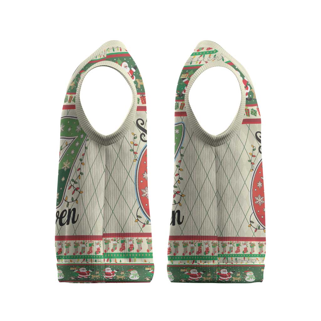 Funny Six Seven 67 Christmas Knitted V-Neck Vest Christmas Santa Patterns - Wonder Print Shop