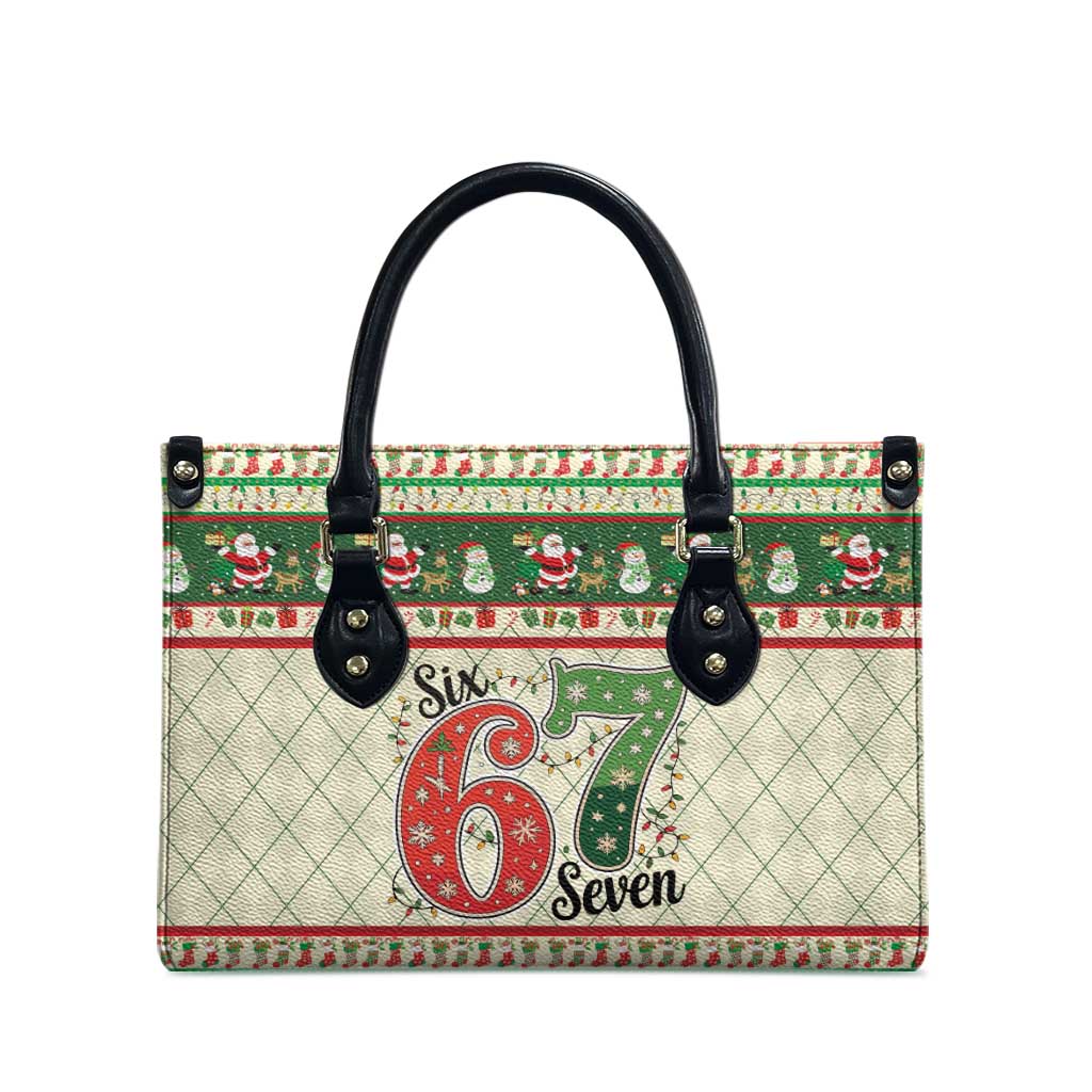 Funny Six Seven 67 Christmas Leather Bag Christmas Santa Patterns - Wonder Print Shop