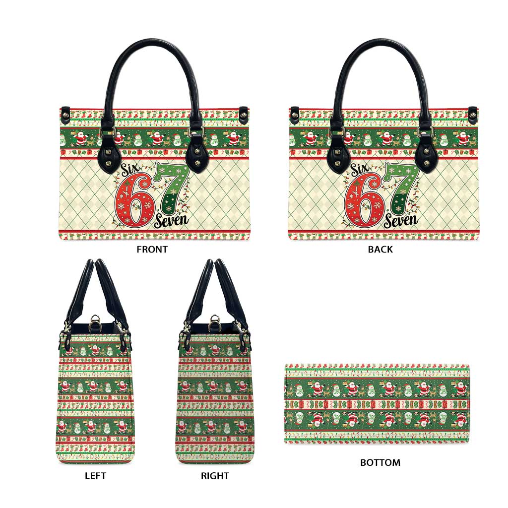 Funny Six Seven 67 Christmas Leather Bag Christmas Santa Patterns - Wonder Print Shop