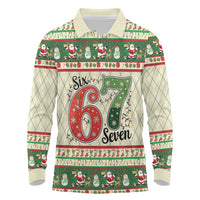 Funny Six Seven 67 Christmas Long Sleeve Polo Shirt Christmas Santa Patterns - Wonder Print Shop