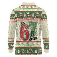 Funny Six Seven 67 Christmas Long Sleeve Polo Shirt Christmas Santa Patterns - Wonder Print Shop
